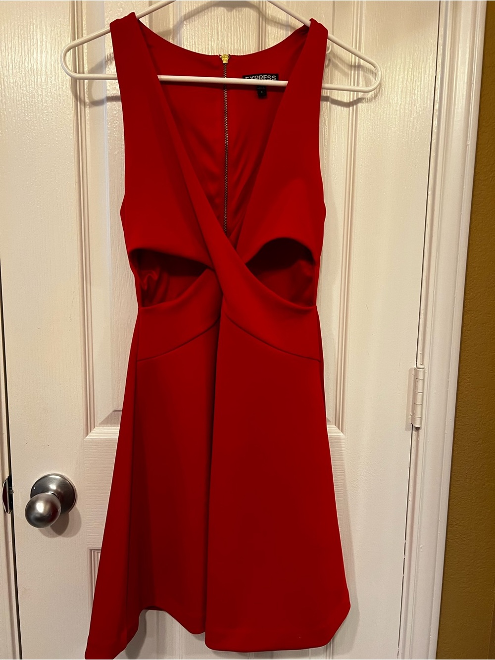 Express Scarlet Red Wrap-Front Cutout Sleeveless A-Line Dress, Size 4